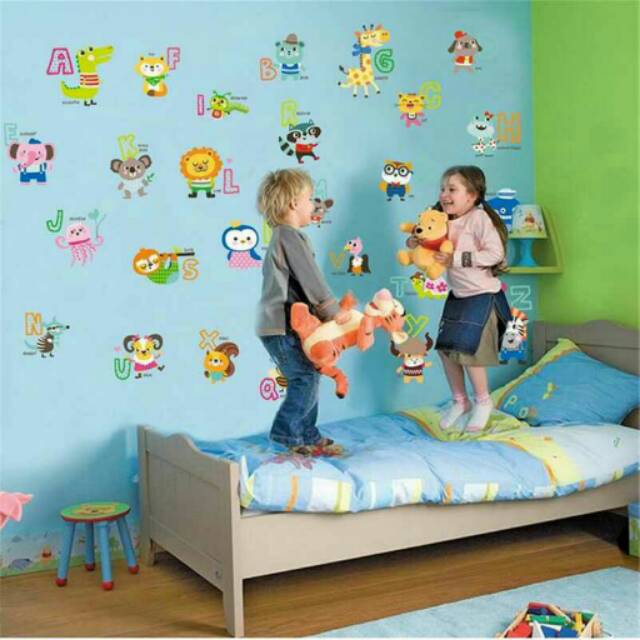 Wallsticker Animal Alphabet/ stiker dinding/ abjad/ huruf/ edukasi anak/ dekorasi kamar/ binatang