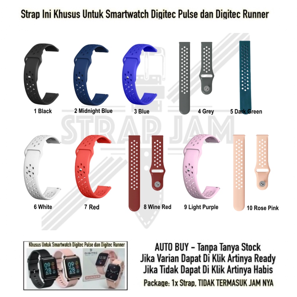 NIKE POLOS Strap Digitec Runner / Pulse - Tali Jam Rubber Silikon 20mm Untuk Olahraga