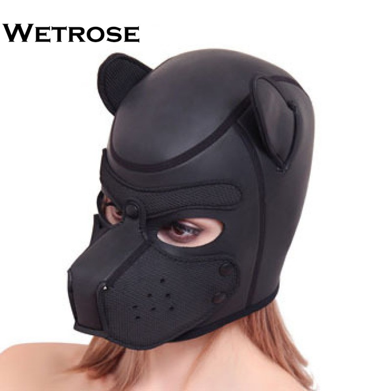 【Wetrose】 Halloween Helm Anjing Bahan Kulit Untuk Cosplay Costume Dog Head Leather Night Club K9