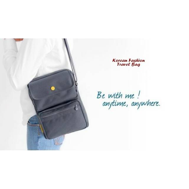 TAS WANITA/ TAS SELEMPANG/ TAS PIKNIK/ TAS FASHION/ KOREAN FASHION TRAVEL BAG GREY