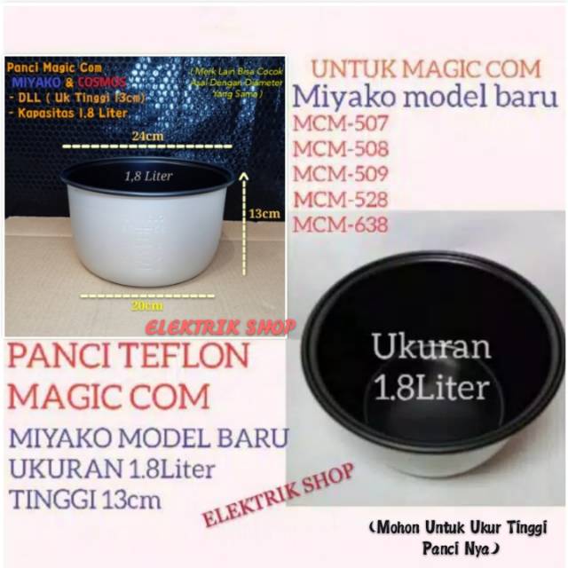 PANCI MAGIC COM MIYAKO TINGGI 13CM MODEL BARU UKURAN 1.8LITER