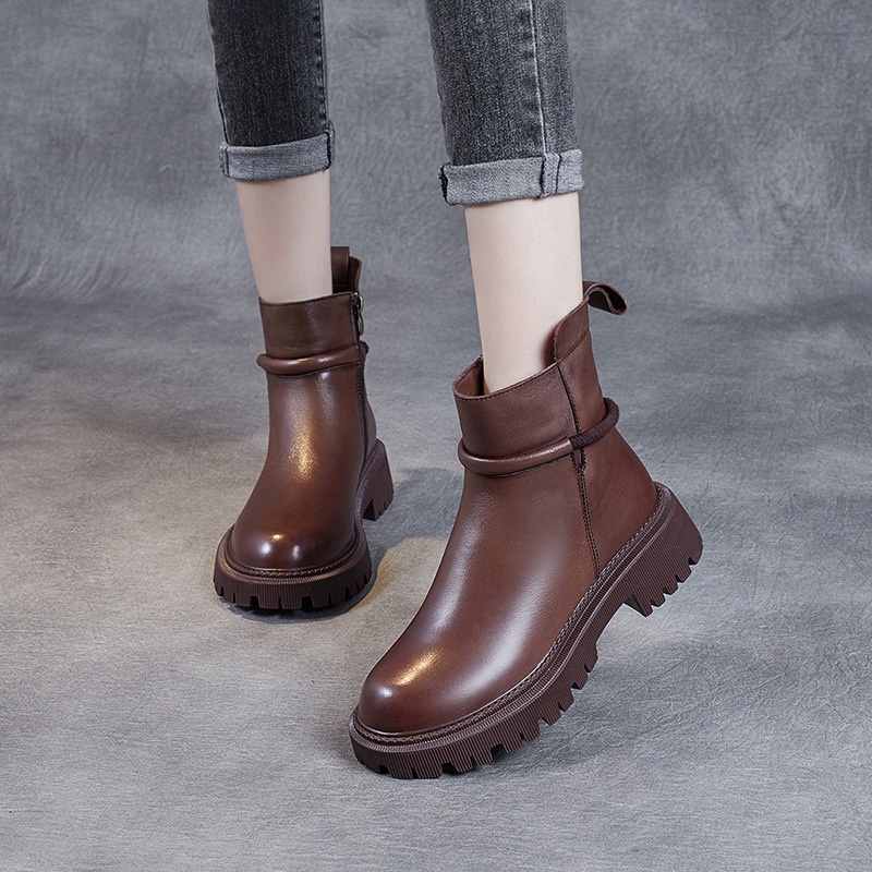 Martin Boot Cewek Wanita Kulit Asli Boots Wanita  Inggris 2021     Tebal Bawah Chelsea Dr. Martens B