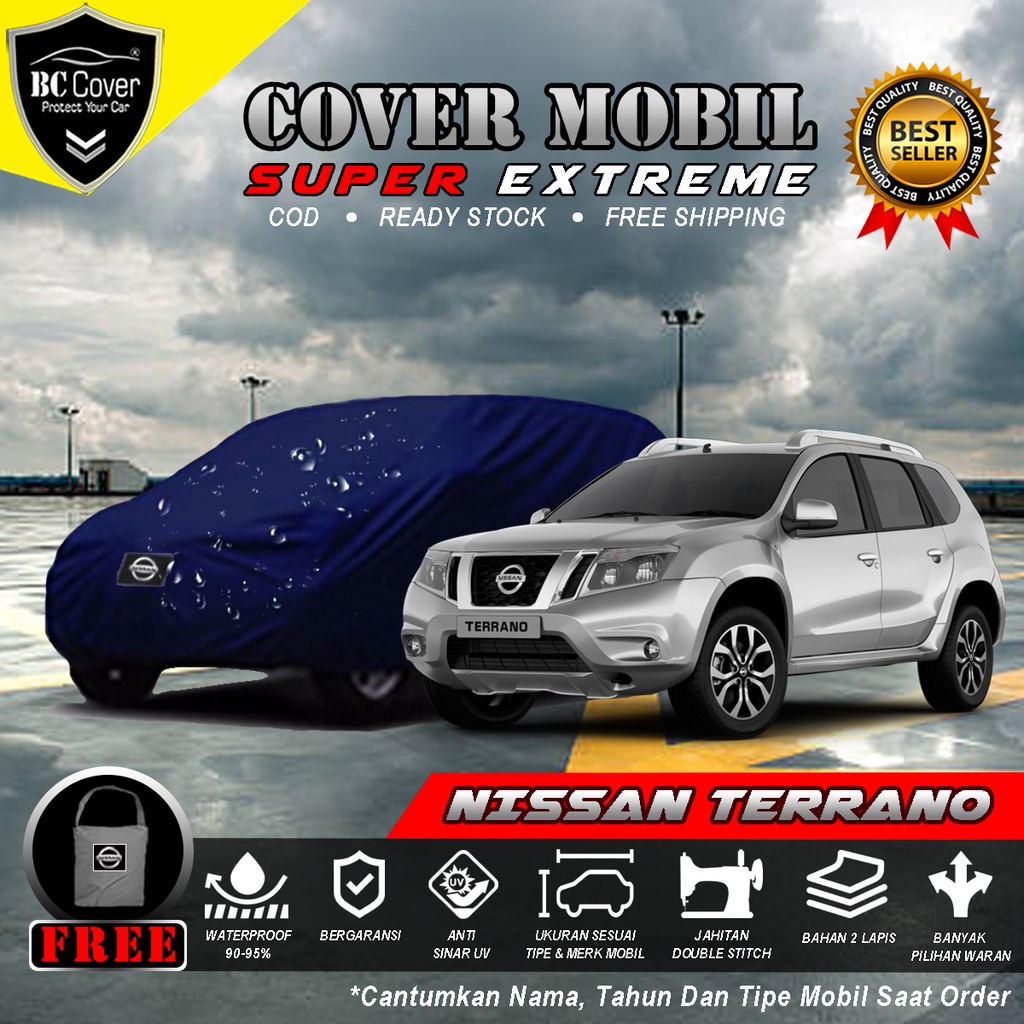 Body Cover Mobil Nissan Terrano Outdoor Waterproof / Sarung Mobil Nissan Terrano Waterproof / Selimut Tutup Mantol Kerudung Mantel Penutup Mobil Nissan Terrano Waterproof Outdoor Anti Air