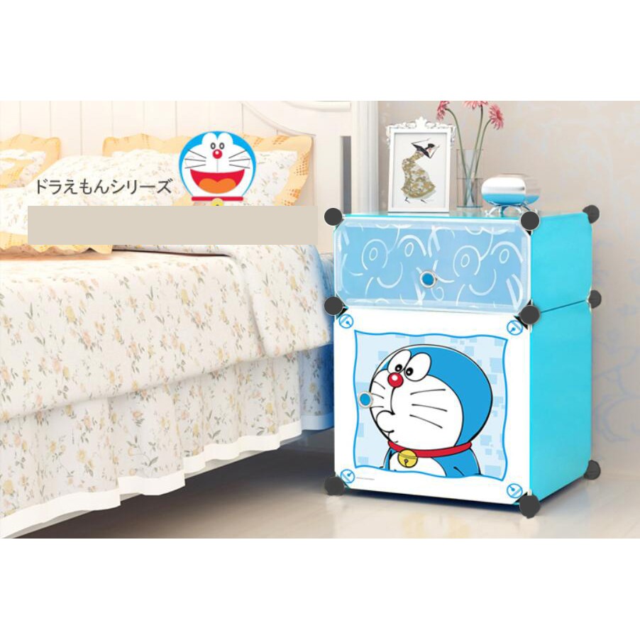 Bedola Lemari plastik rak buku susun bedside table anti air  2 pintu/kotak