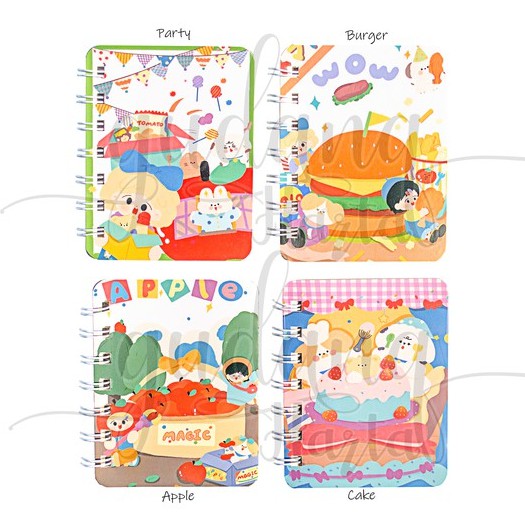 Notebook Mini Spiral Food Party Buku Catatan Mini Makanan Pesta GH 308740