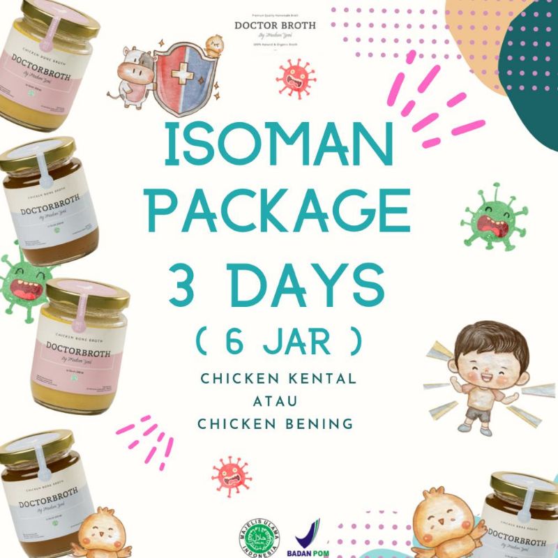 paket isoman 3 hari ( 6 jar ) chicken bone broth doctorbroth by madamYeni