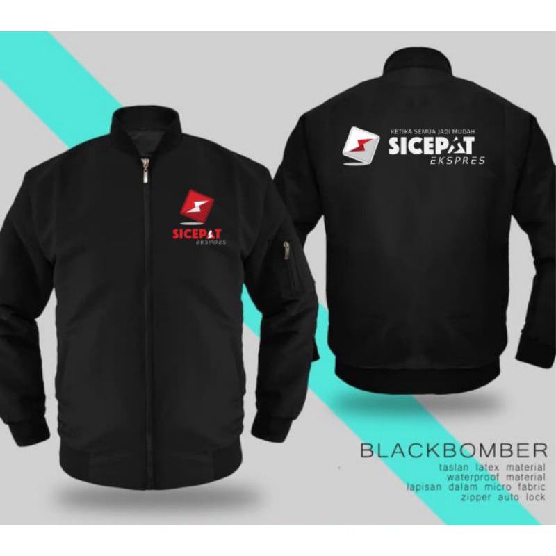 JAKET BOMBER SICEPAT JAKET KURIR SICEPAT WATERFROP BLACK