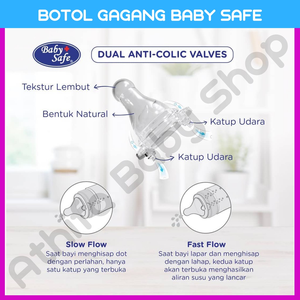 Baby Safe JS005 Feeding Bottle 250ml Botol Susu Bayi Baby Safe Gagang Pegangan Dot Anak Karakter