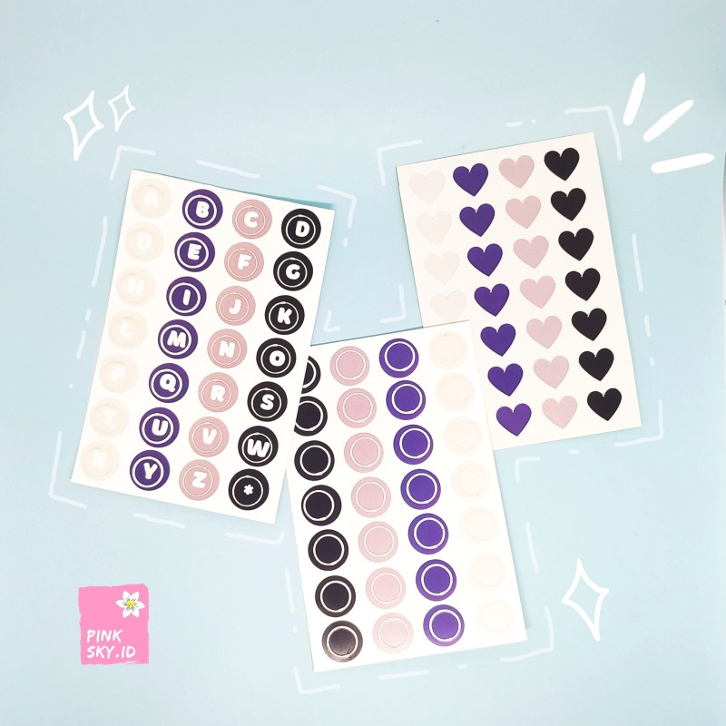 

[BACA DESKRIPSI] STICKER DECORATION BULAT LOVE MINI LINGKARAN PASTEL MONOCHROME ANGKA POLOS DECO