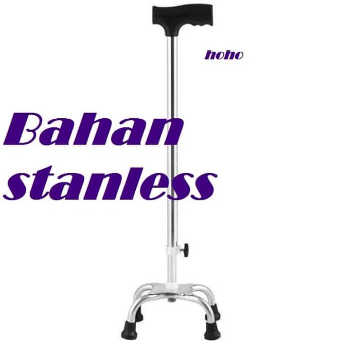 Tongkat Alat Bantu Jalan kaki 4 / Tongakat Kaki 4 bahan Stainless (JR)