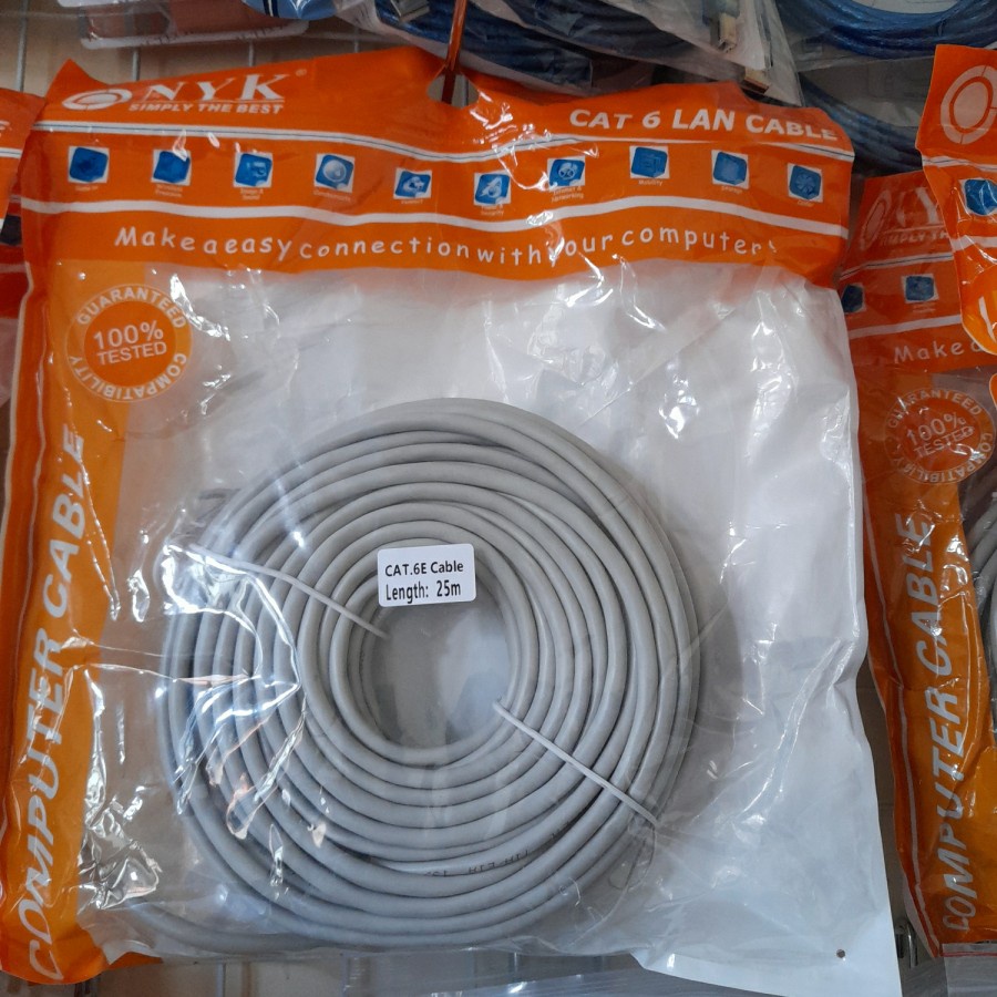 Kabel LAN 25M cat6 UTP cable LAN 25 Meter cat 6 High Quality / CABLE LAN 25M CAT6 NYK