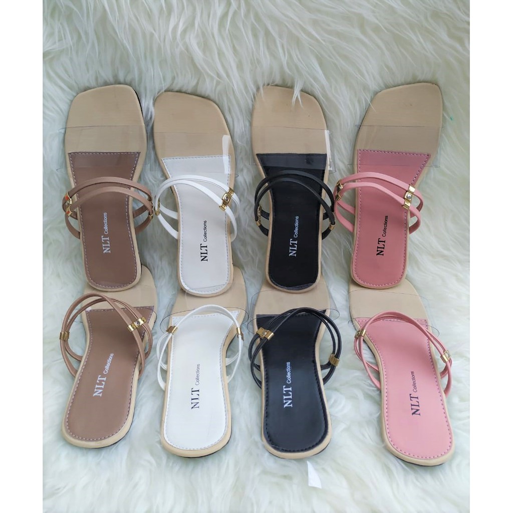 NunuLisaTan CUPID - Terbaru Sendal Sandal Teplek Mika Korea hitam pink mocca putih