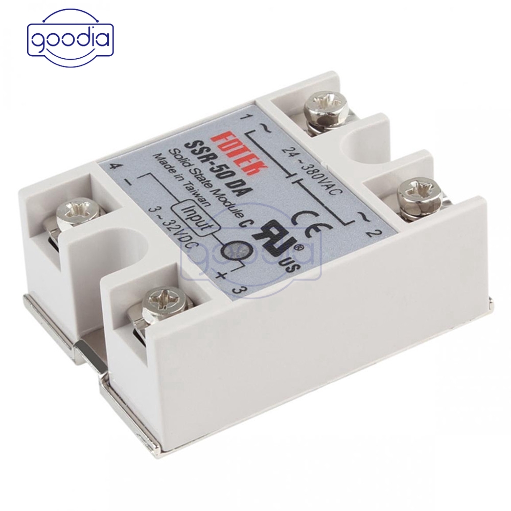 Modul Relay Solid State Ssr-50Da 3v~32v Dc Ke Ac 24v~380v 50a 250v Dengan Led 3~25ma