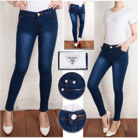 BARANG BAGUS! CELANA JEANS PANJANG WANITA SKINNY BIOBLITZ BIRU MUDA