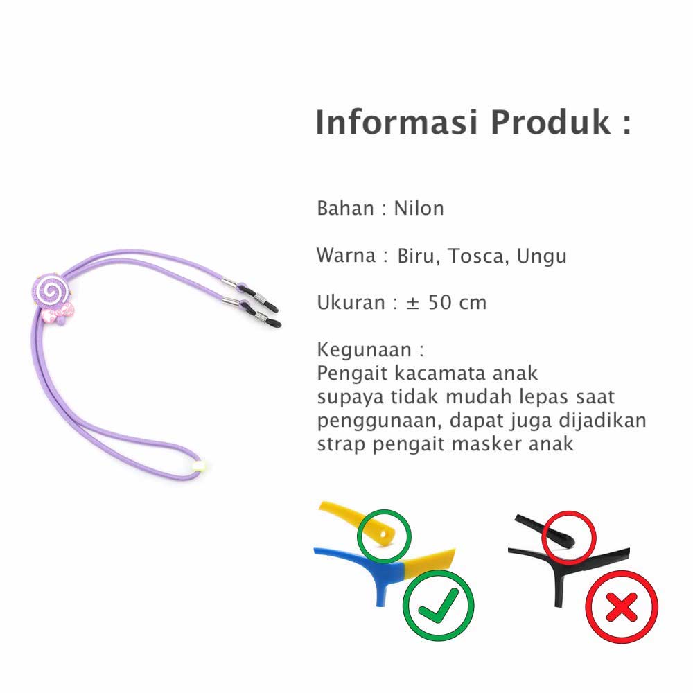 Tali Strap [ Mobil ] Earhook Aksesoris Kacamata &amp; Masker Anak Penahan Anti Jatuh - Nilon - KARTUN