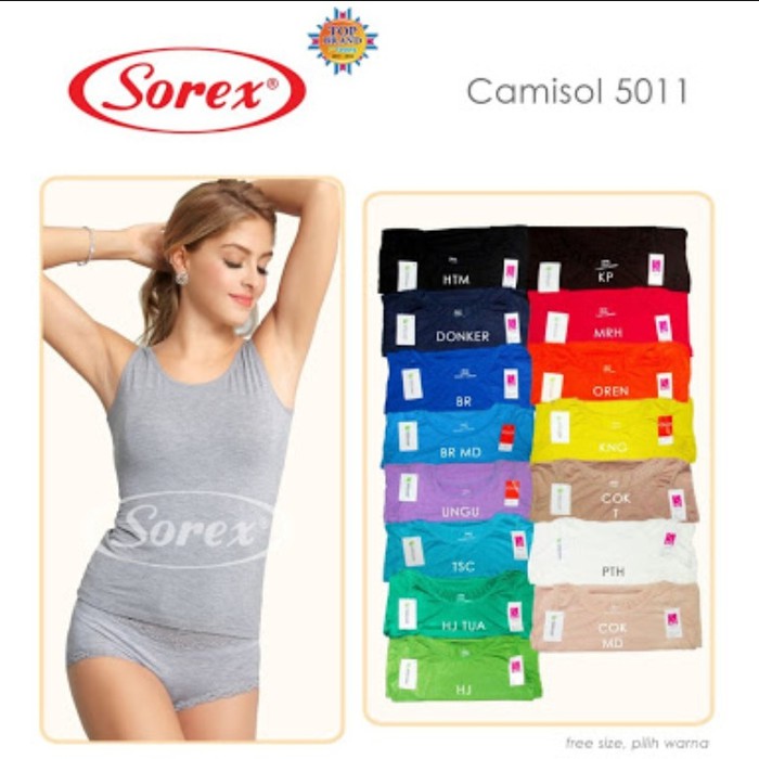 Tanktop Sorex 5011 Tengtop Wanita Berbahan Katun Bambu dengan Motif Polos