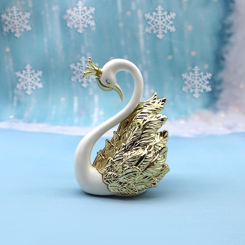 Sepasang Angsa Swan Pajangan Flaminggo Hiasan Wedding Gold Silver Decorasi Ruangan