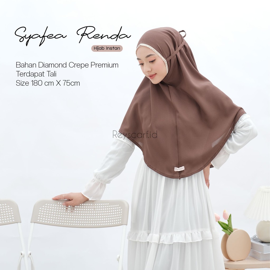 Hijab Khimar Instan Renda Syafea By Reyscarf Diamond Crepe Premium Eksklusif Banyak Warna Luxury Bisa COD