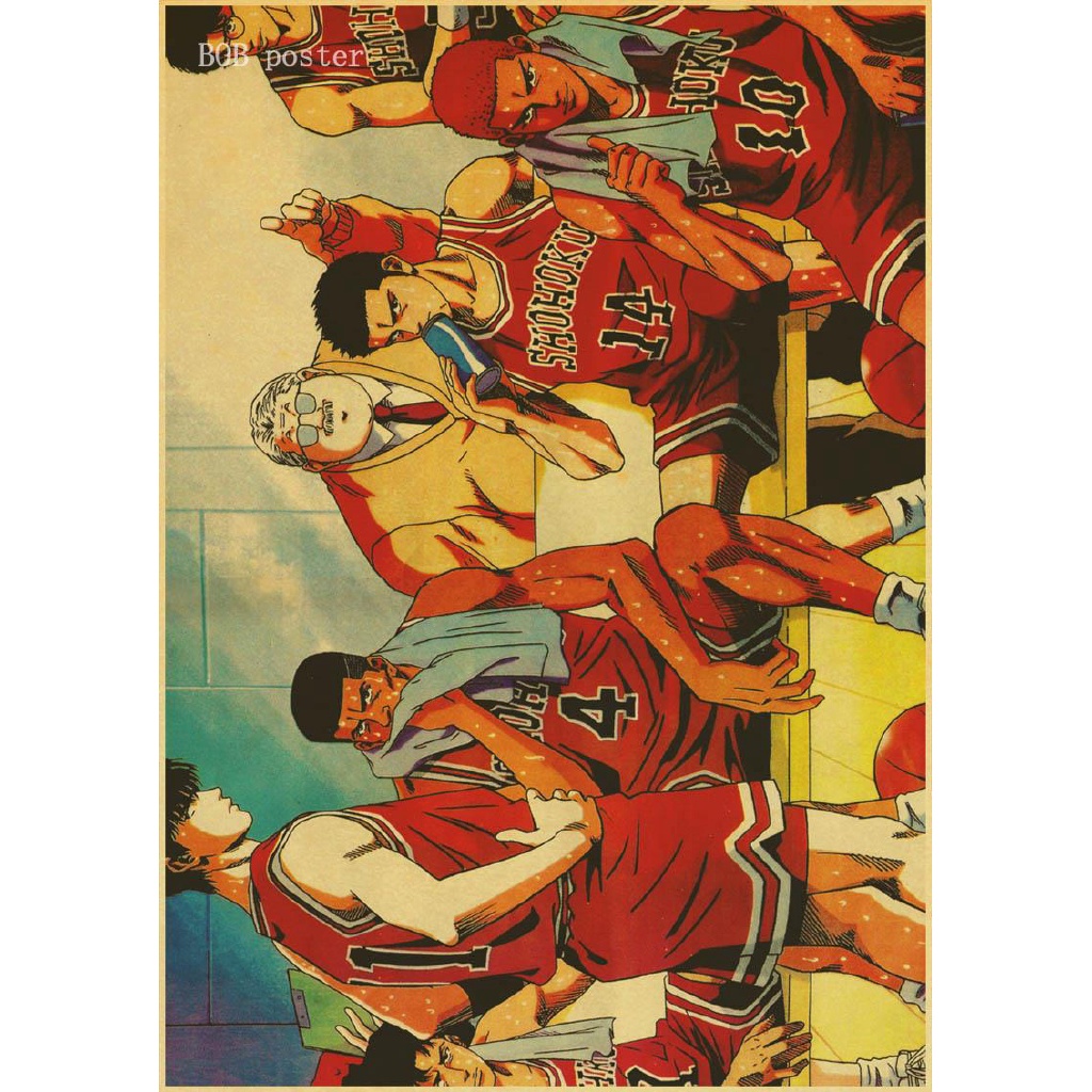 Poster Dinding Desain Anime Slam Dunk Klasik Retro Vintage Untuk Dekorasi Kamar Tidur