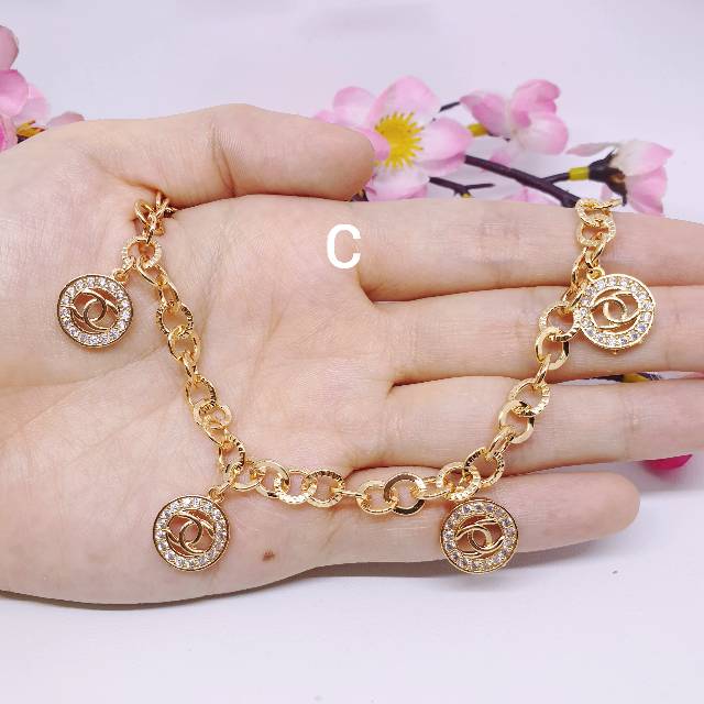 Gelang bola xuping lapis mas permata zircon uk18cm