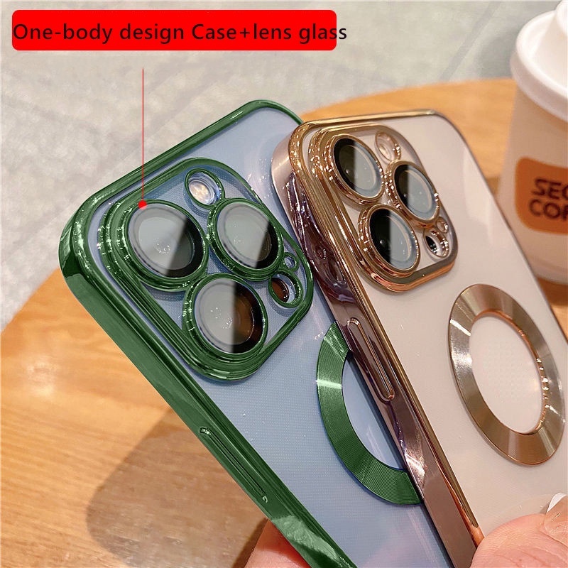 Case Magnetik 6D Plating Dengan Pelindung Lensa Kamera Untuk iphone 11 Pro MAX 12 13 Pro MAX 13