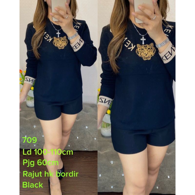 ATASAN RAJUT HK BORDIR IMPORT MOTIF KENZO