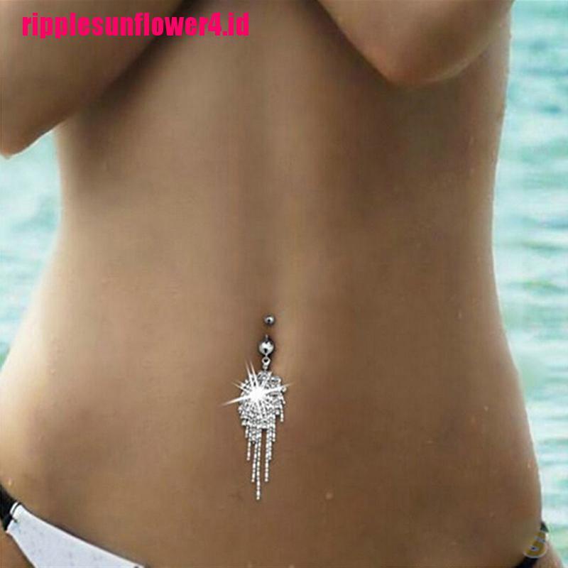 Cincin Tindik Pusar Model Juntai Hias Berlian Imitasi