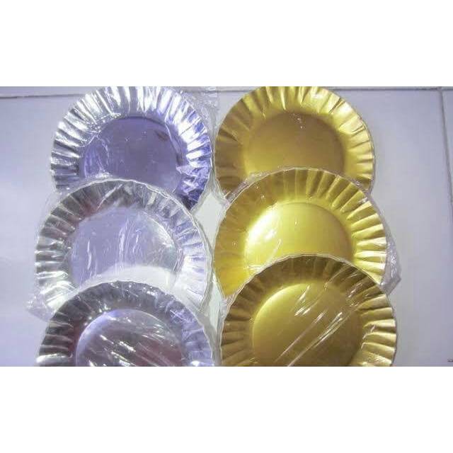 Piring Kertas Kue Tart / Piring Kue Tart / Piring Kertas Kue / Piring Kertas Silver Emas