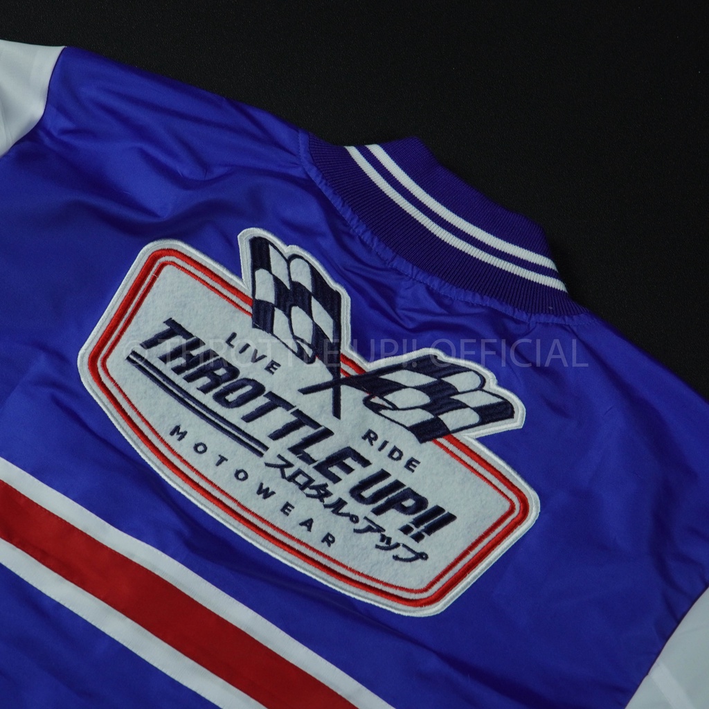 jaket Speed Legend Varsity White Blue - THROTTLE UP!!