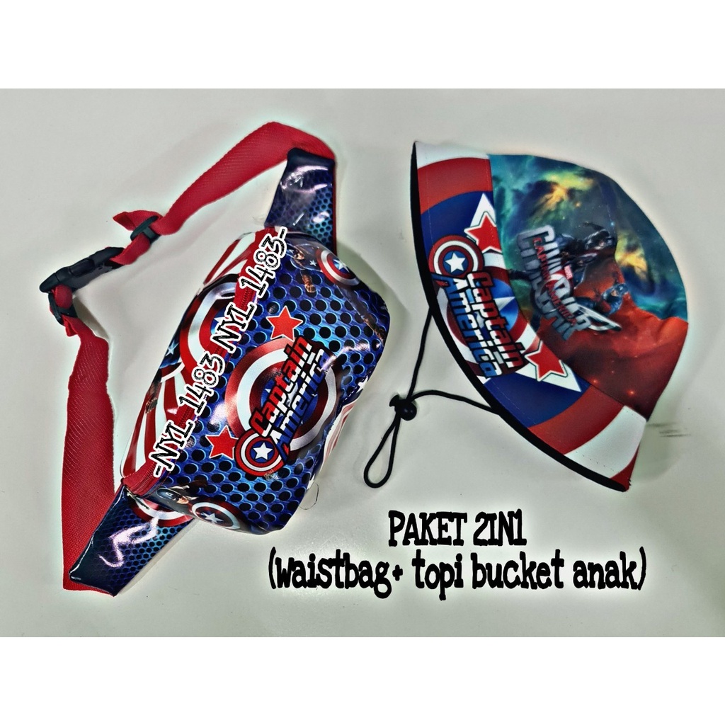 Paket 2in1 TAS PINGGANG &amp; TOPI ANAK LAKI-LAKI /WAITSBAG ANAK /TAS BAHU ANAK KARAKTER TERBARU