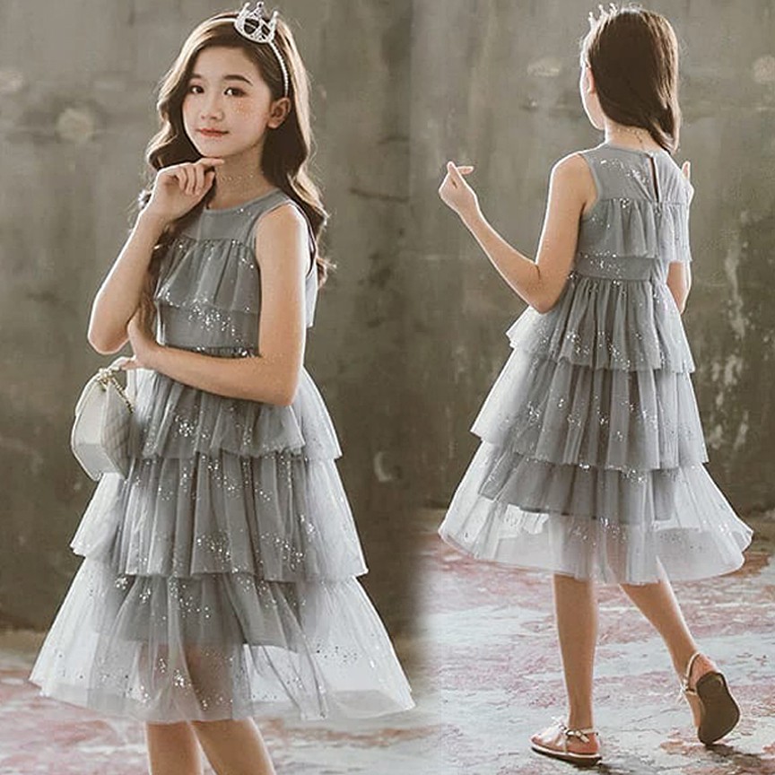 Dress Anak Perempuan Tutu Glitter Gray