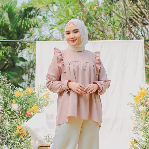 BLOUSE WANITA REMPEL / FELICE FRILL BLOUSE / KEYKO BLUS BALON / RIANA BLOUSE PUTIH BASIC / BLOUSE KOREAN STYLE