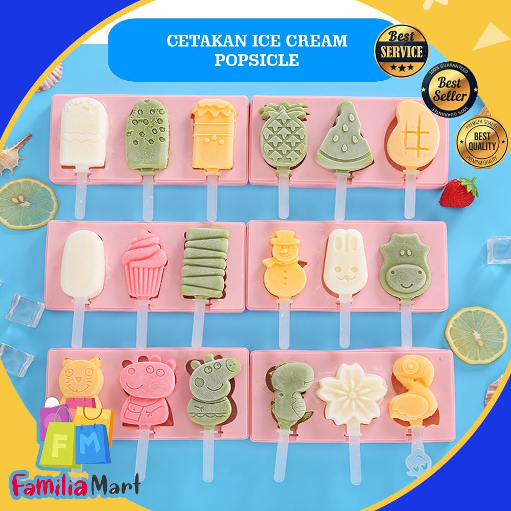 Cetakan Es Krim Silikon Ice Cream Silicone Stik Popsicle Cetakan Coklat Pudding Jelly Karakter Lucu BPA FREE