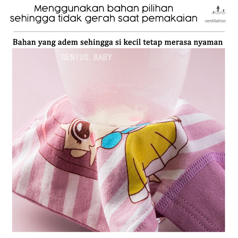 (2-10 Tahun)Katun murni Celana Dalam Anak Perempuan Boxer Versi Fashion Anak CD Boxer Anak Perempuan