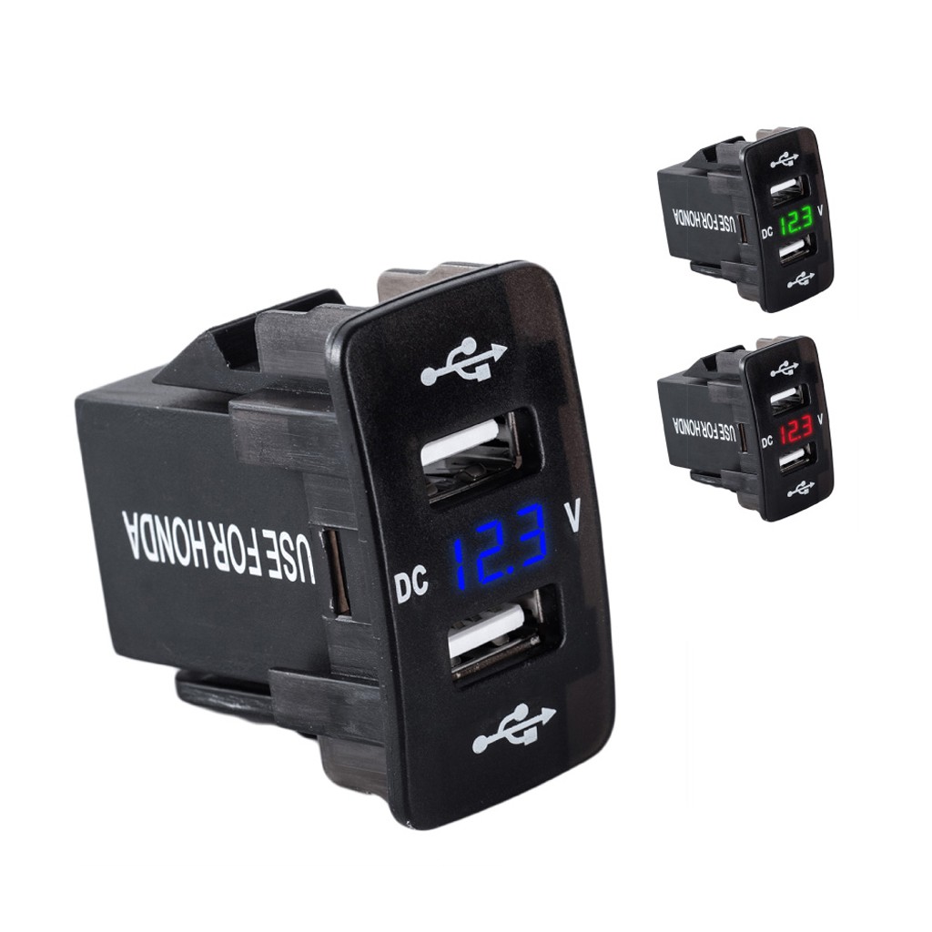 2in1 Charger Mobil Dual Port USB DC 12V-24V dengan