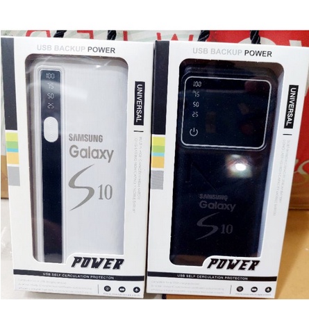 Power Bank samsung Galaxy S10 Lcd Display 3 usb port 168000 mAh-Random Hitam/Putih