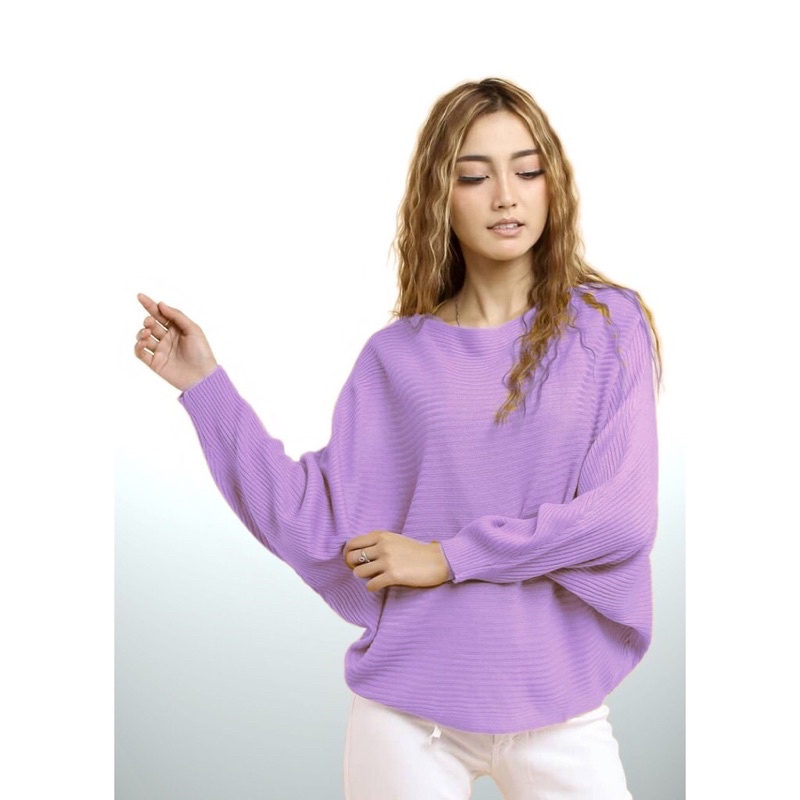 Baju Atasan Sweater blouse Rajut Batwing Remaja Wanita Jumbo Oversize Cantik viral Tiktok premium