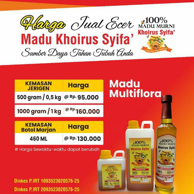 

Madu Murni 100% Khoirus Syifa' 1000 gram (1kg)