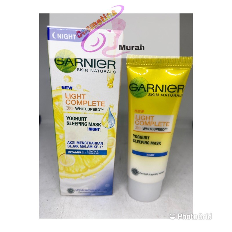 [ night cream 20 ml tube] garnier light complete yogurt sleeping mask -- cream malam garnier light complete