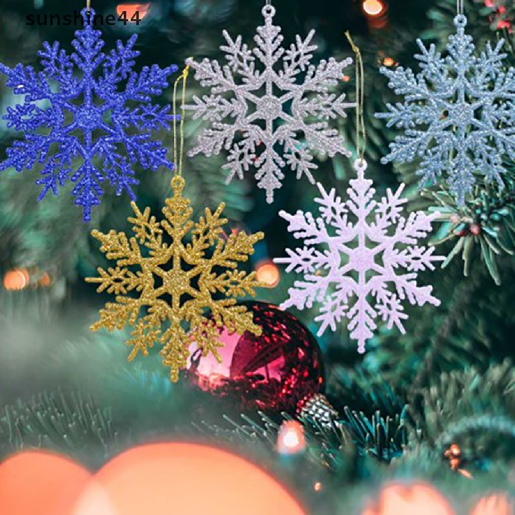 Sunshine 12pcs Hiasan Gantung Snowflake Untuk Dekorasi Pohon Natal