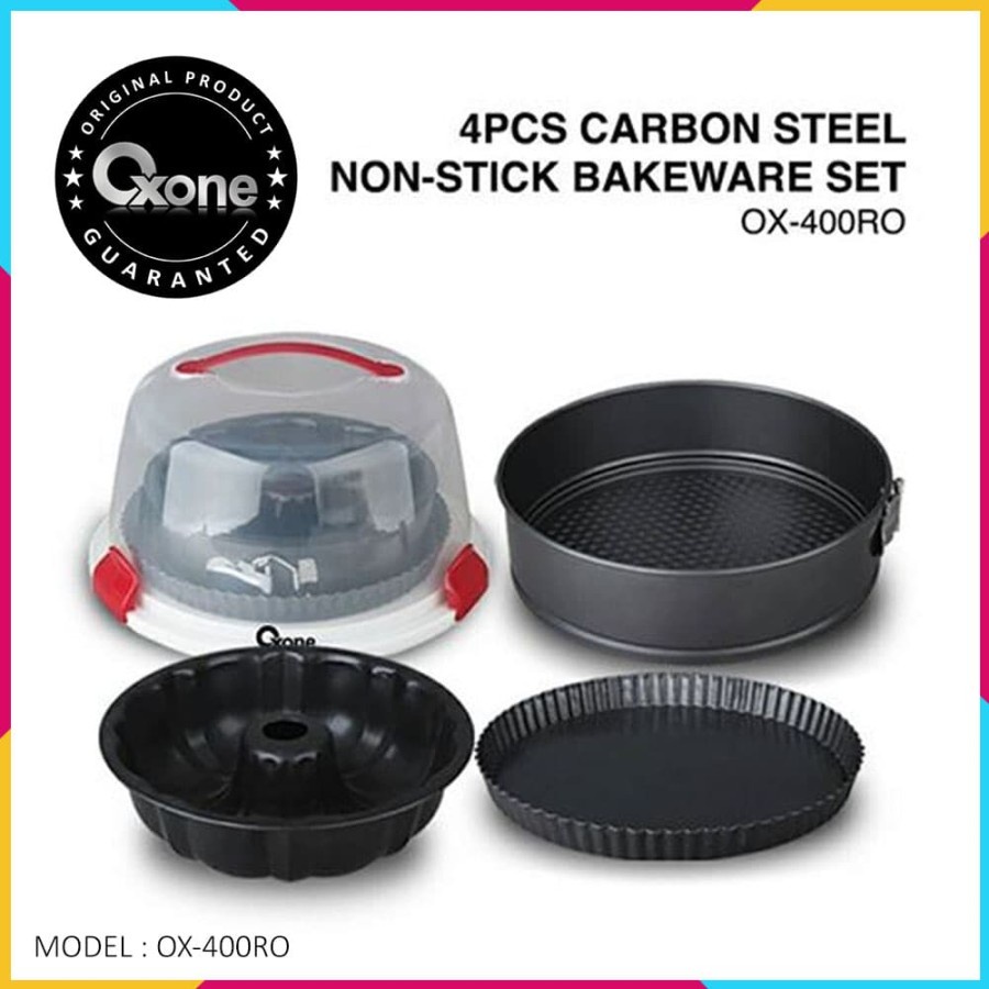 Baki Oxone OX-400RO 4Pcs Carbon Steel Non-stick Bakeware Set