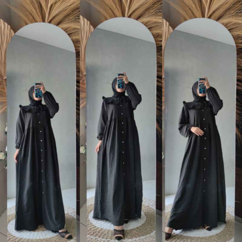 Elena Dress Crinkle Dot Rubiah Premium | Gamis Crinkle Airflow | Dress Crinkle Dot Krinkle Crincle