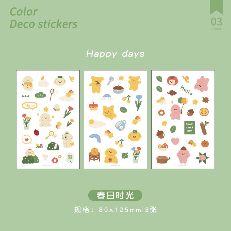 

Floralwhite 3 lembar stiker beruang lucu dekorasi diary versi B