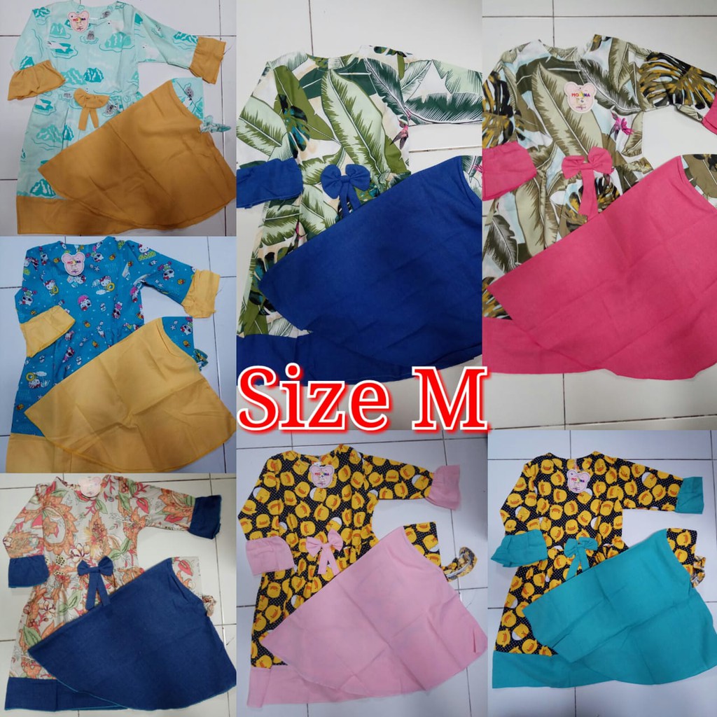 PAKAIAN MUSLIMAH GAMIS ANAK CEWEK PEREMPUAN KATUN MOTIF