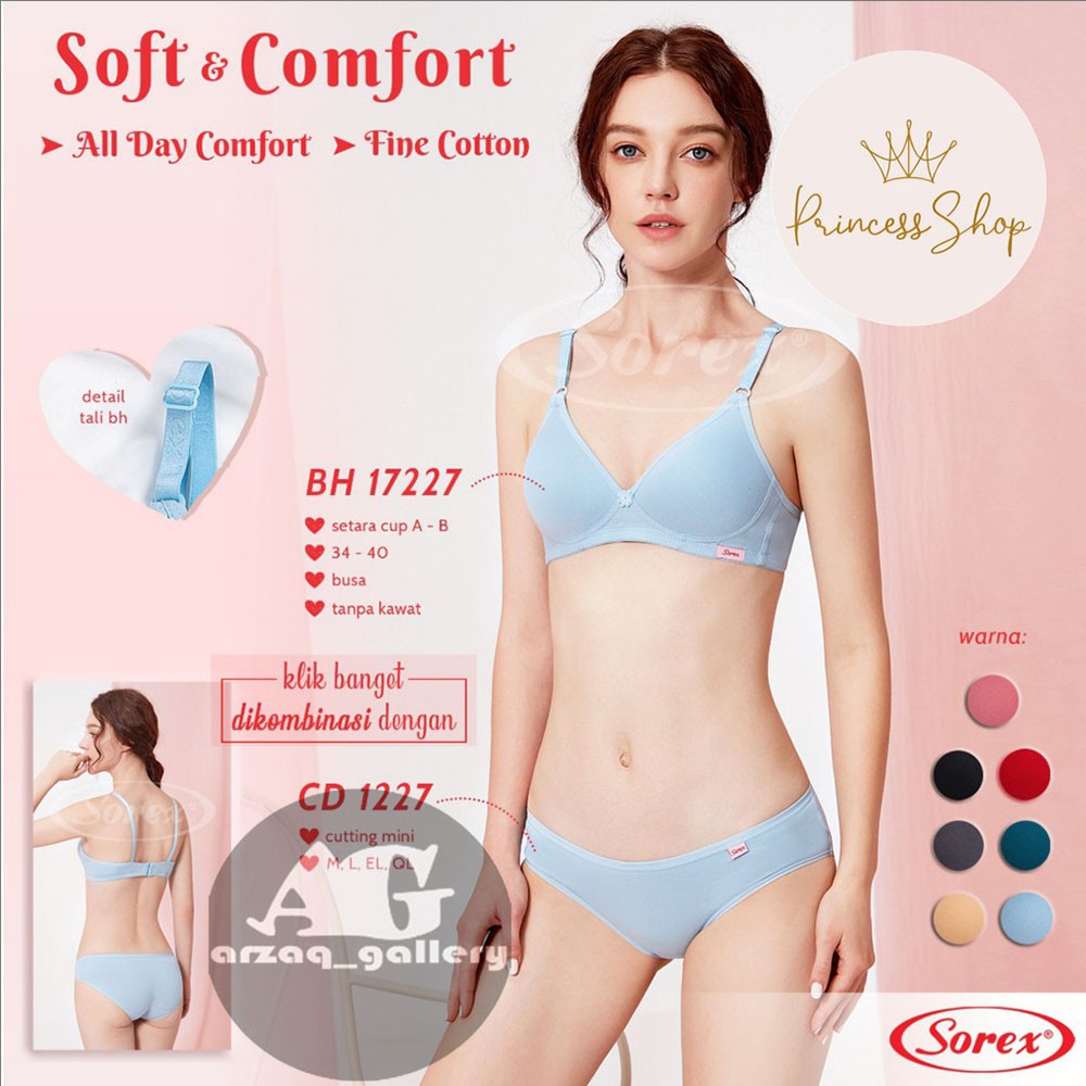 Sorex Bra Busa Sedang Tanpa Kawat Setara Cup A-B Kait 2 Soft &amp; Comfort 17227