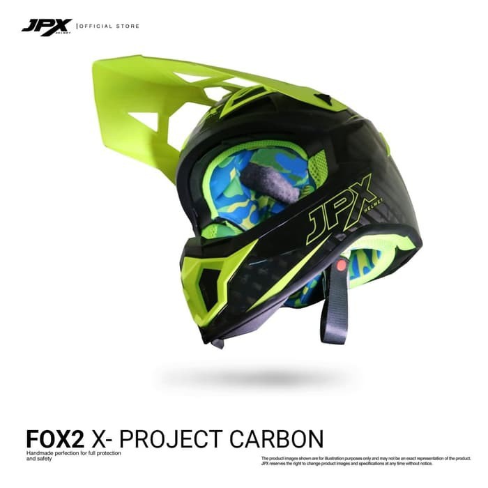 Helm Cross Full Face JPX FOX2 SOLID - CARBON