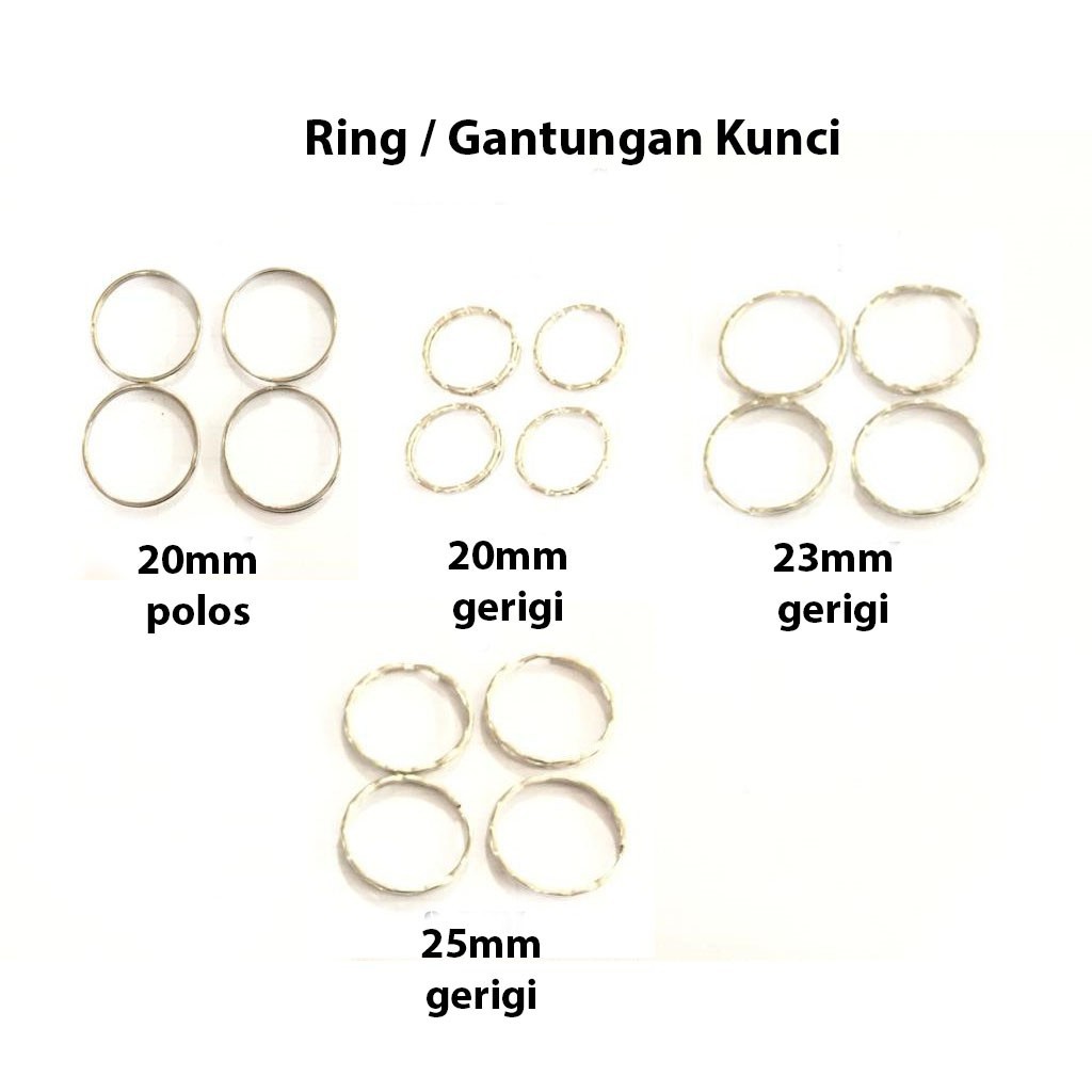 Ring Gantungan Kunci/Gerigi Tanpa Rantai/Ukuran 20-25mm harga/2-9pc