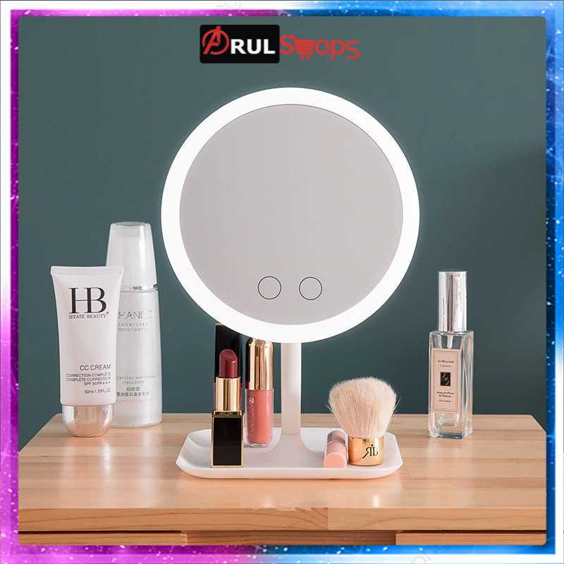 ORZ Cermin Makeup dengan Lampu LED Ring Light + Wadah - HZJ-033