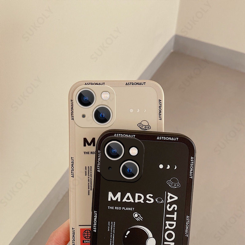 Casing Silikon iPhone 13 Pro MAX 12 Pro MAX 11 Pro MAX X XS MAX XR 7 Plus 8 Plus 6 6s Plus Motif Astronot