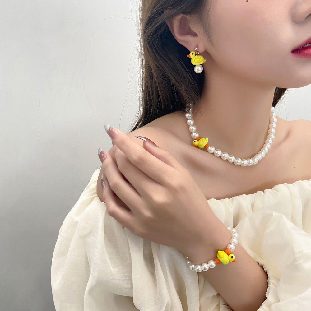 Mxbeauty Kartun Kalung Keren Manis Unik Rantai Ikan Paus Lebah Perhiasan Aksesoris Anak Hadiah Mutiara Gaya Korea Anting